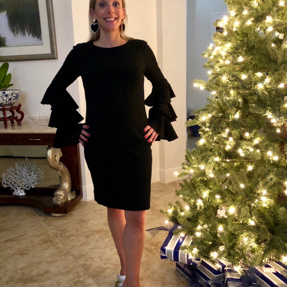 Bella Ruffle Sleeve Black Maternity Dress